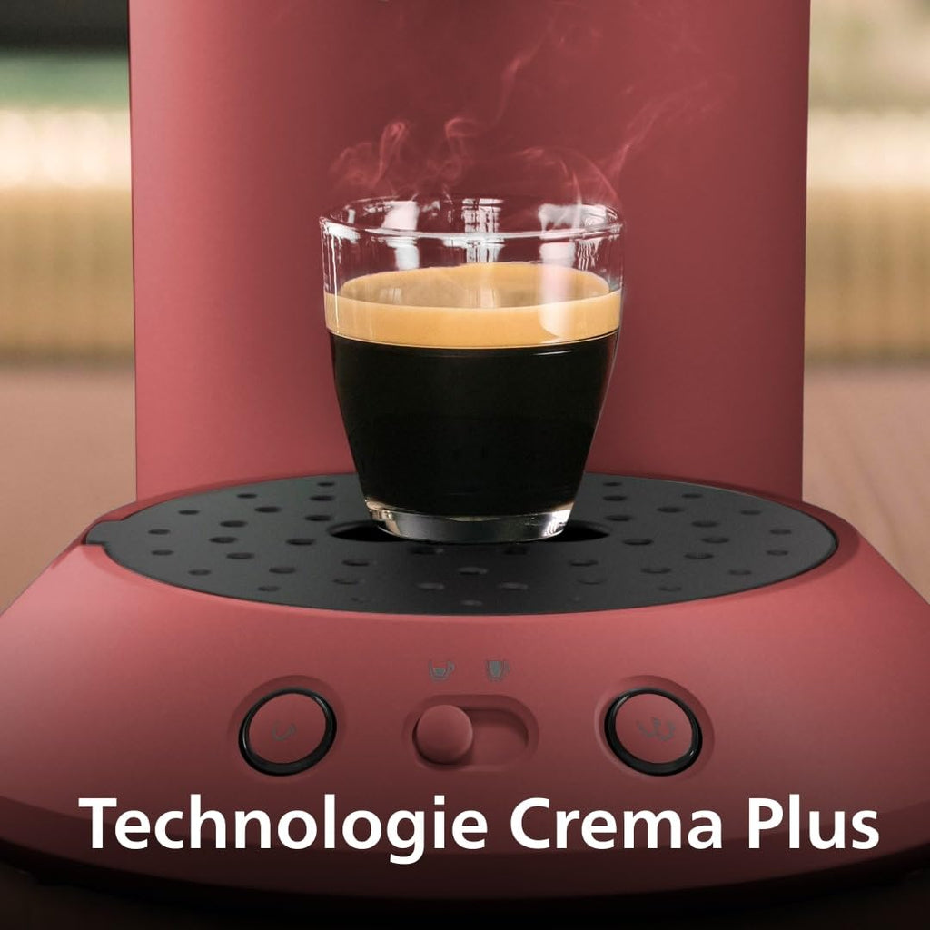 Machine à Café à Dosettes Rouge Tendre – Intensité Réglable & Boost d'Arômes (CSA210/35)