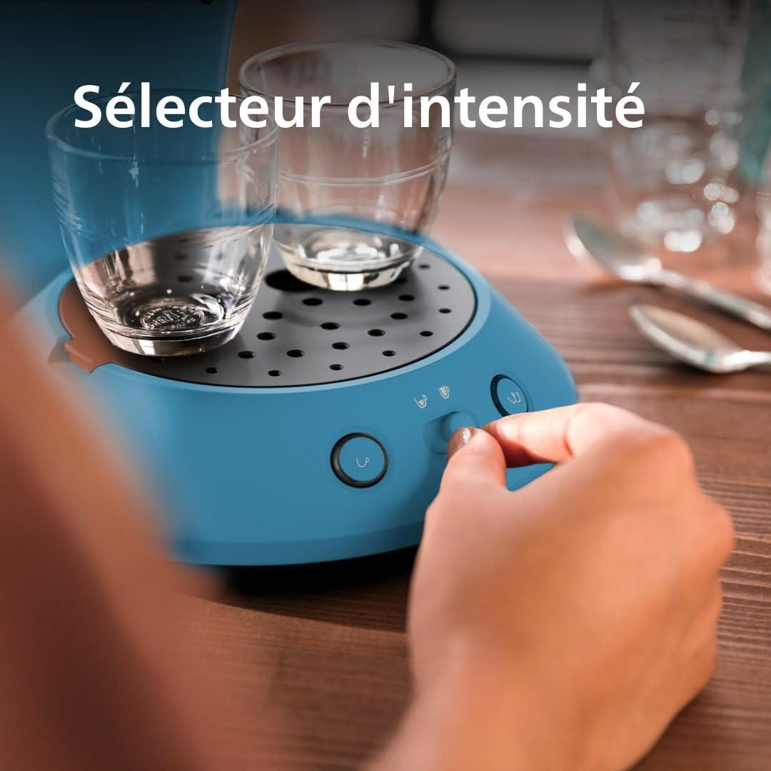 Machine à Café à Dosettes Bleu Paon – Intensité Réglable & Boost d'Arômes (CSA210/00)