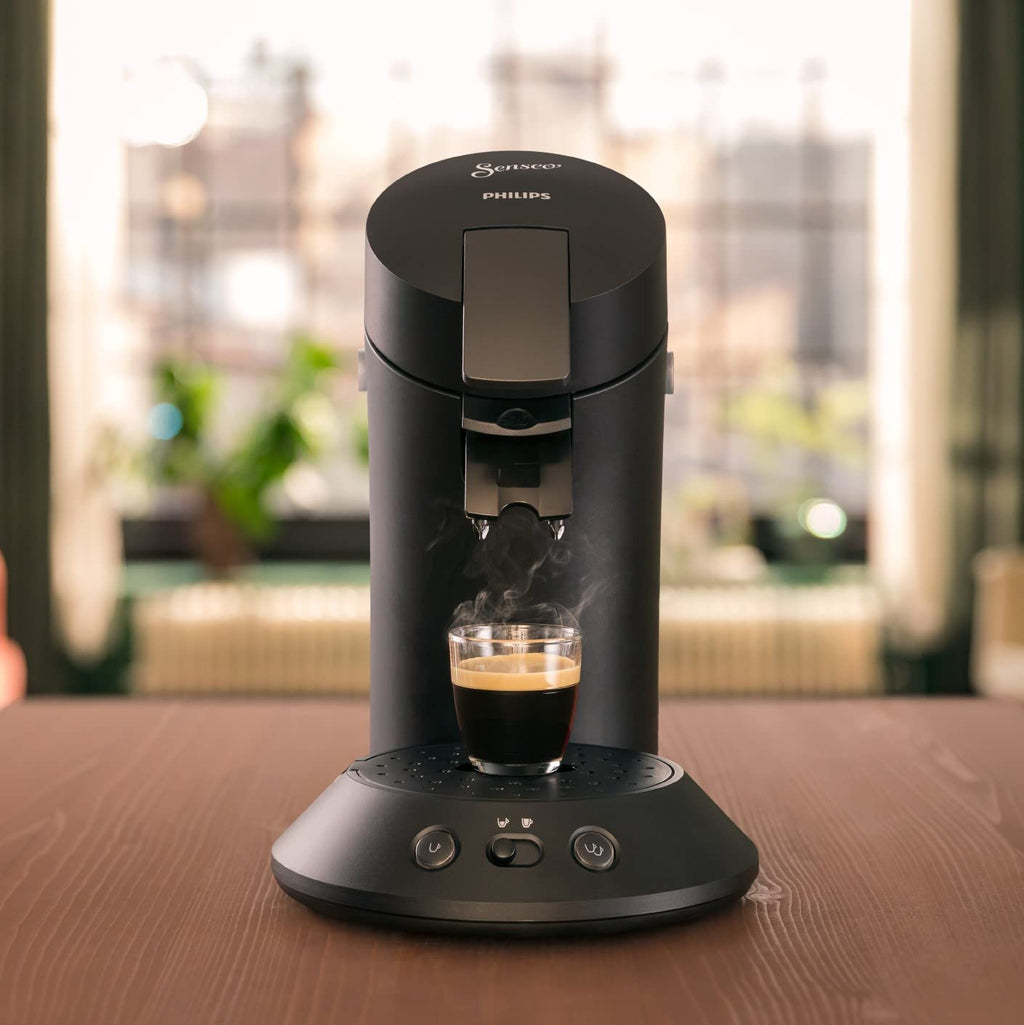 Cafetière à Dosettes Noire Piano – Boost d'Arômes & Intensité Ajustable (CSA210/22)