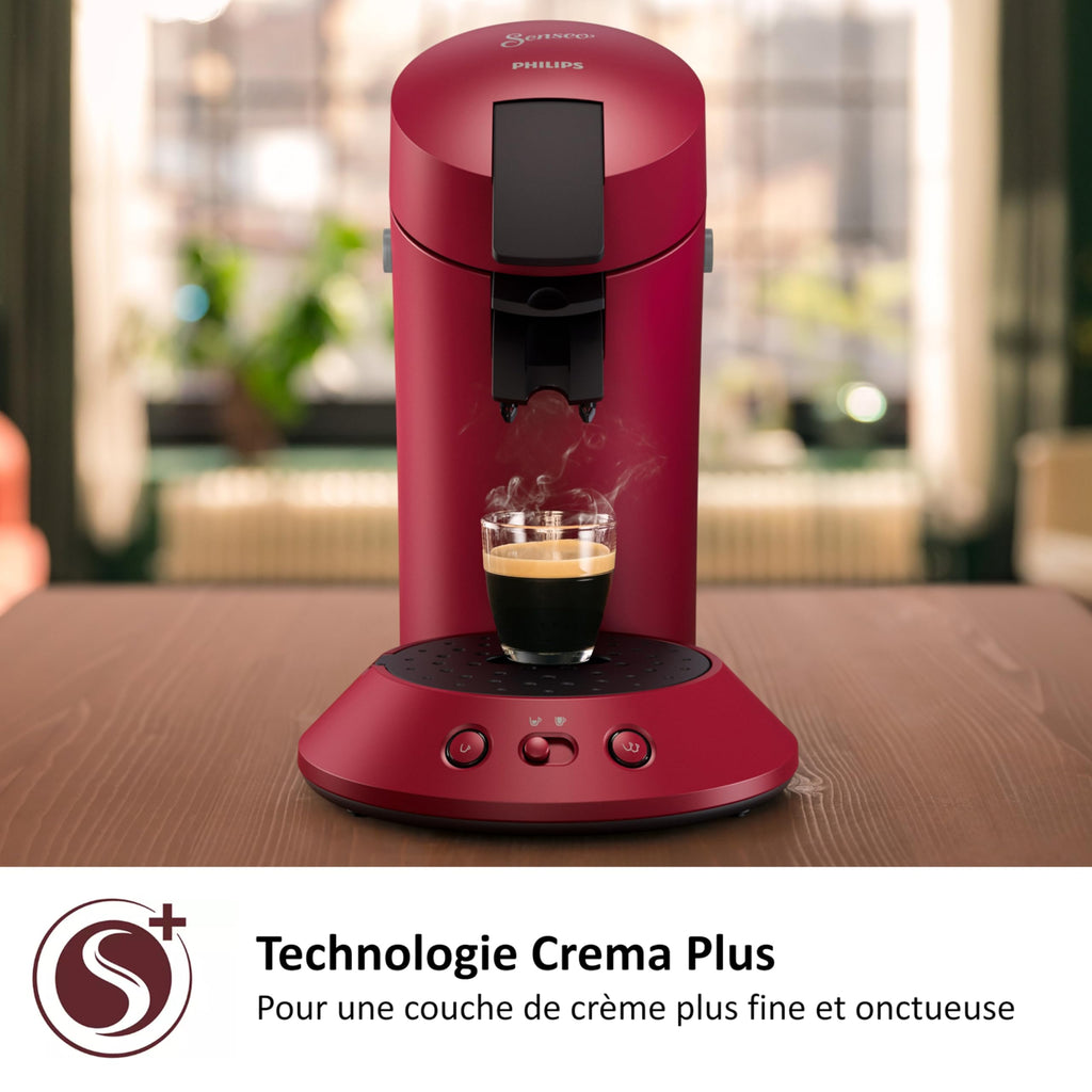 Machine à Café à Dosettes Rouge – Boost d'Arômes, Crème Plus & Intensité Réglable (CSA210/91)