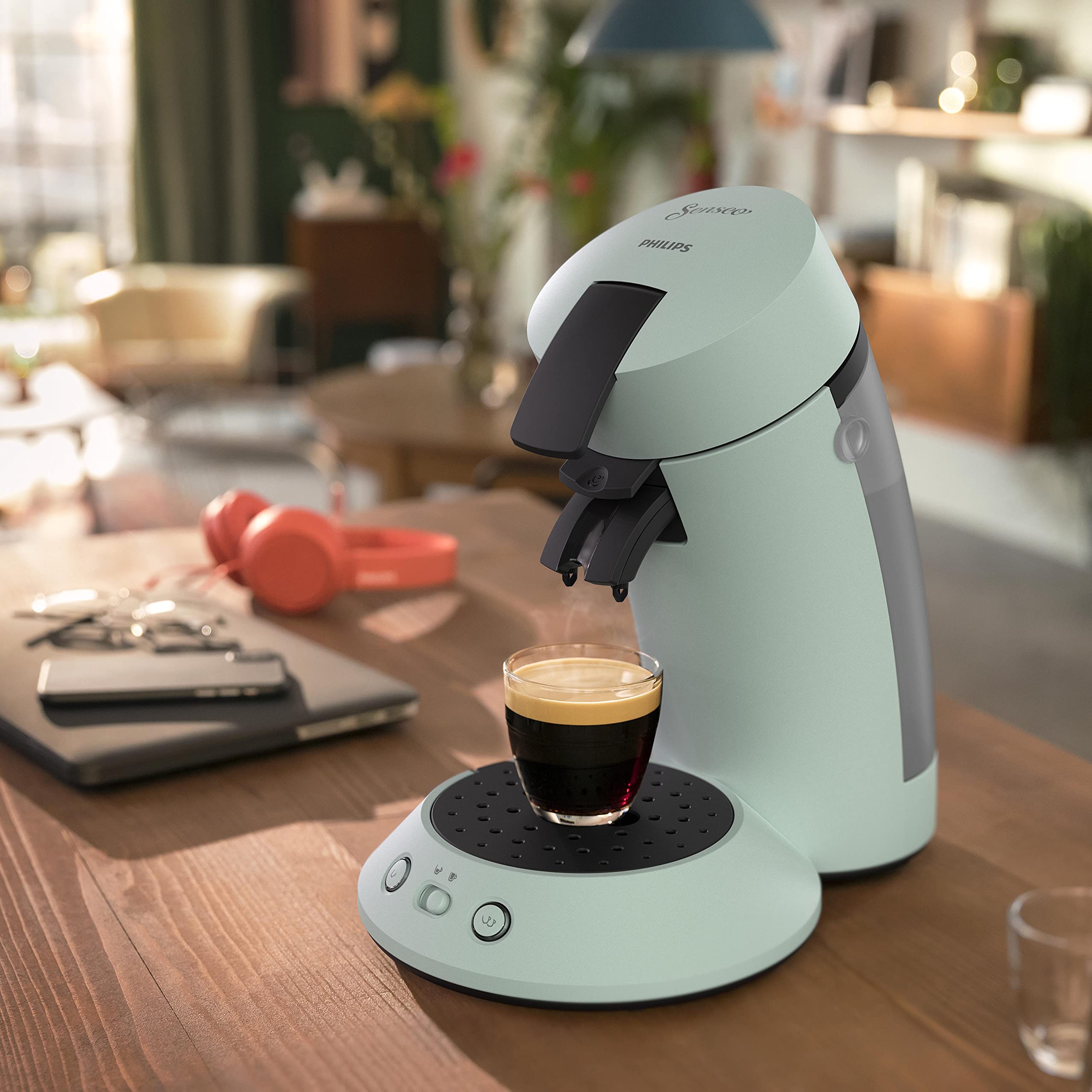 Machine à Café à Dosettes Menthe Pâle – Design Moderne & Crème Fine (CSA210/21)