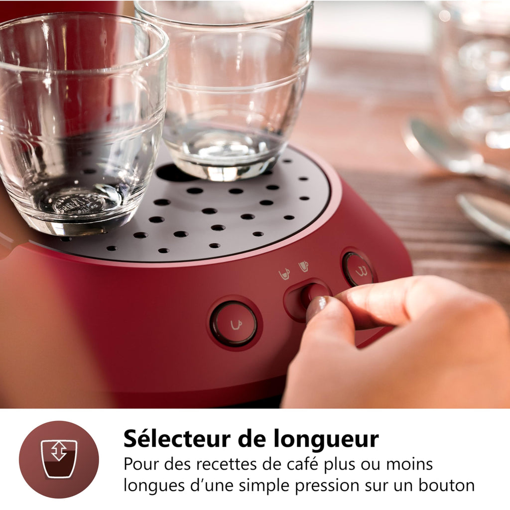 Machine à Café à Dosettes Rouge – Boost d'Arômes, Crème Plus & Intensité Réglable (CSA210/91)