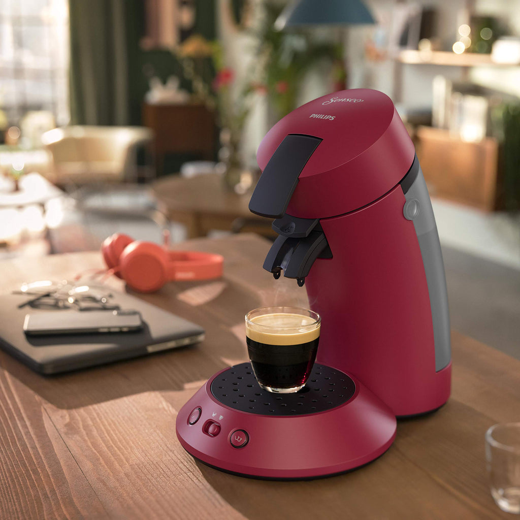 Machine à Café à Dosettes Rouge – Boost d'Arômes, Crème Plus & Intensité Réglable (CSA210/91)